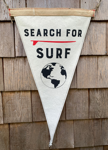 Pennant - Beach Flag - Search For Surf -2 Color - Waxed Surf Flags