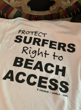 Load image into Gallery viewer, Surfers Right to Beach access T - 2 surfers - Waxed Surf Flags
