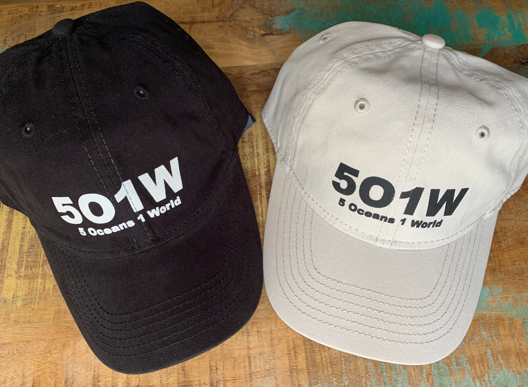 5o1W - 5 Oceans 1 World b-ball hat - Waxed Surf Flags