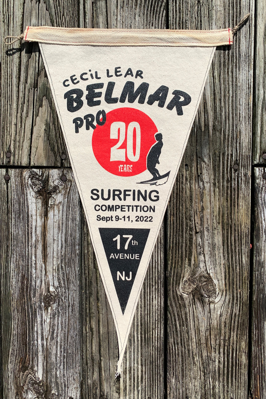 Belmar Pro 2022 surf pennant flag - Remembering Cecil Lear